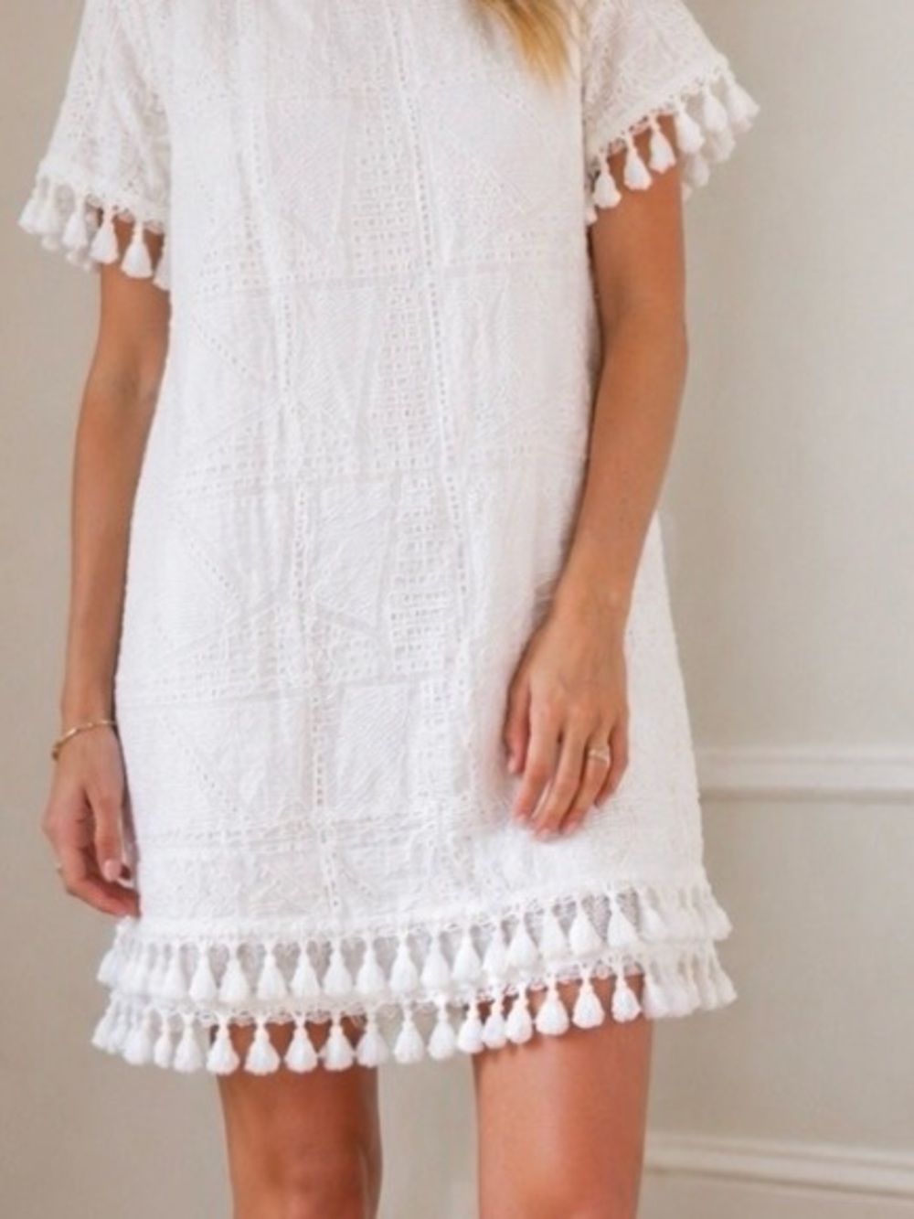 Market & Spruce white fringe dress